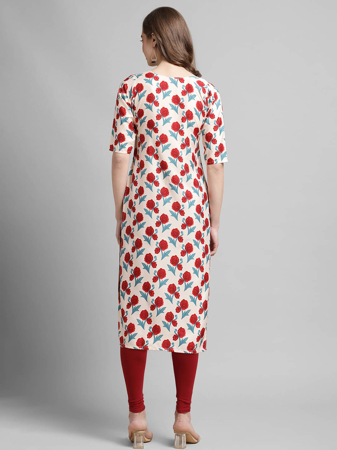 Ethnicbasket Pack of 1 Crepe Printed Straight Women's Kurti - ( Red )     			Ethnicbasket Pack of 1 Crepe Printed Straight Women's Kurti - ( Red )