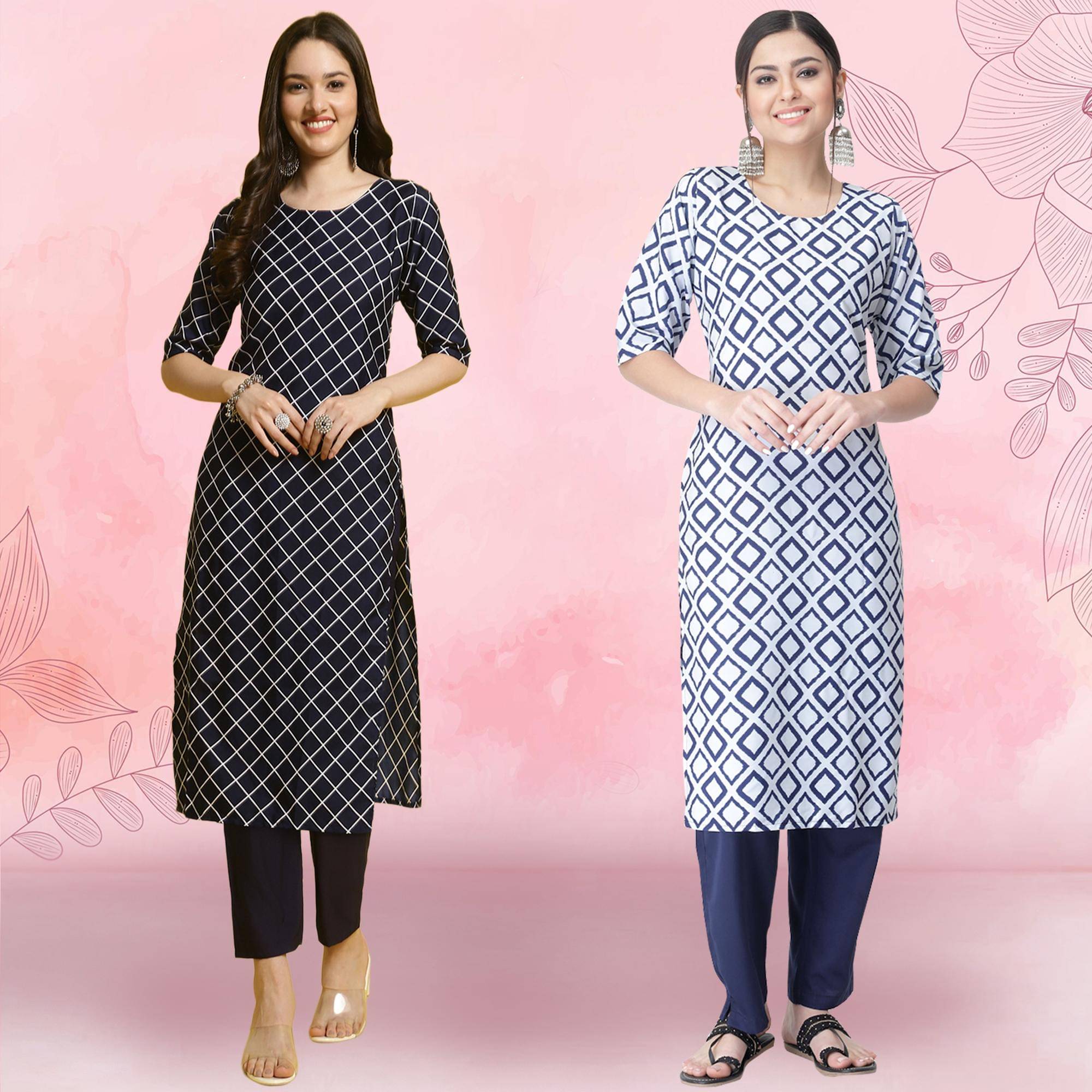 Ethnicbasket Pack of 2 Crepe Printed Straight Women's Kurti - ( Multicolor4 )     			Ethnicbasket Pack of 2 Crepe Printed Straight Women's Kurti - ( Multicolor4 )
