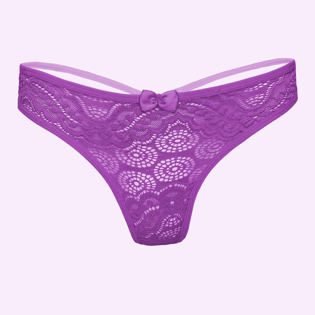 FIHA Pack of 1 Lace Thongs For Women ( Pink )