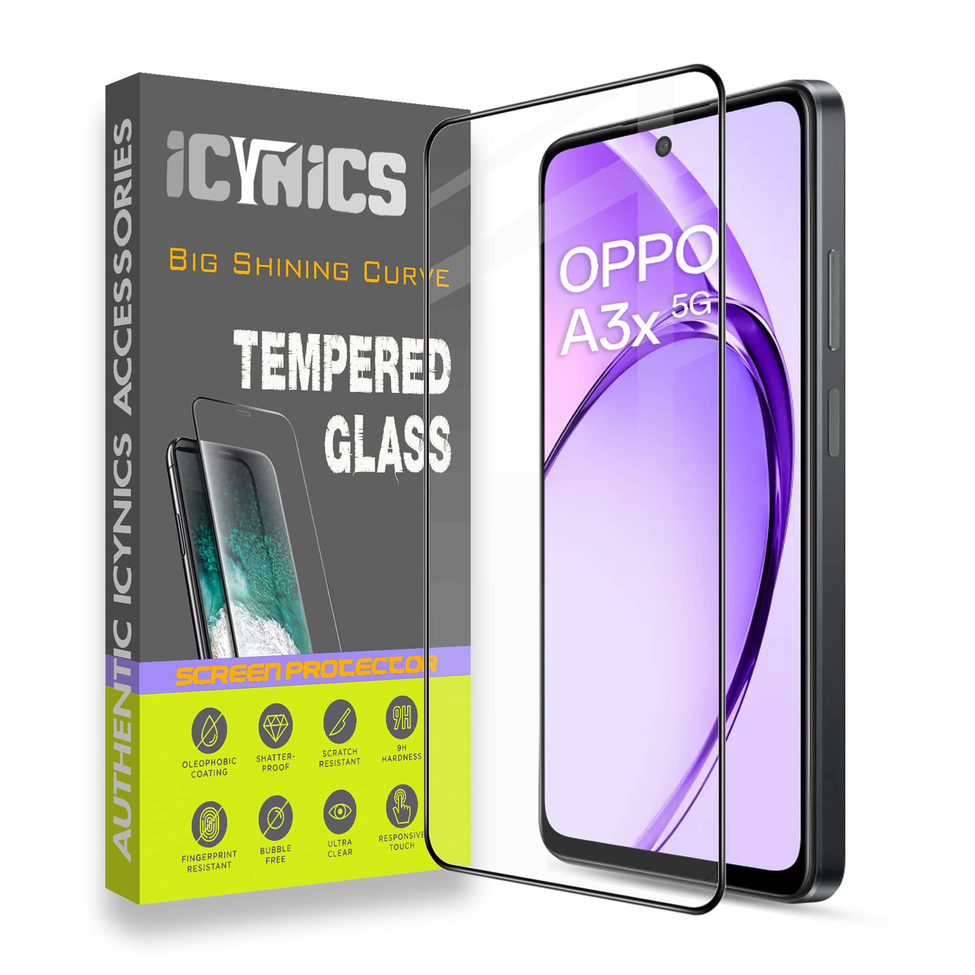 Icynics Tempered Glass Compatible For OPPO A3X 5G ( Pack of 1 ) Icynics Tempered Glass Compatible For OPPO A3X 5G ( Pack of 1 )