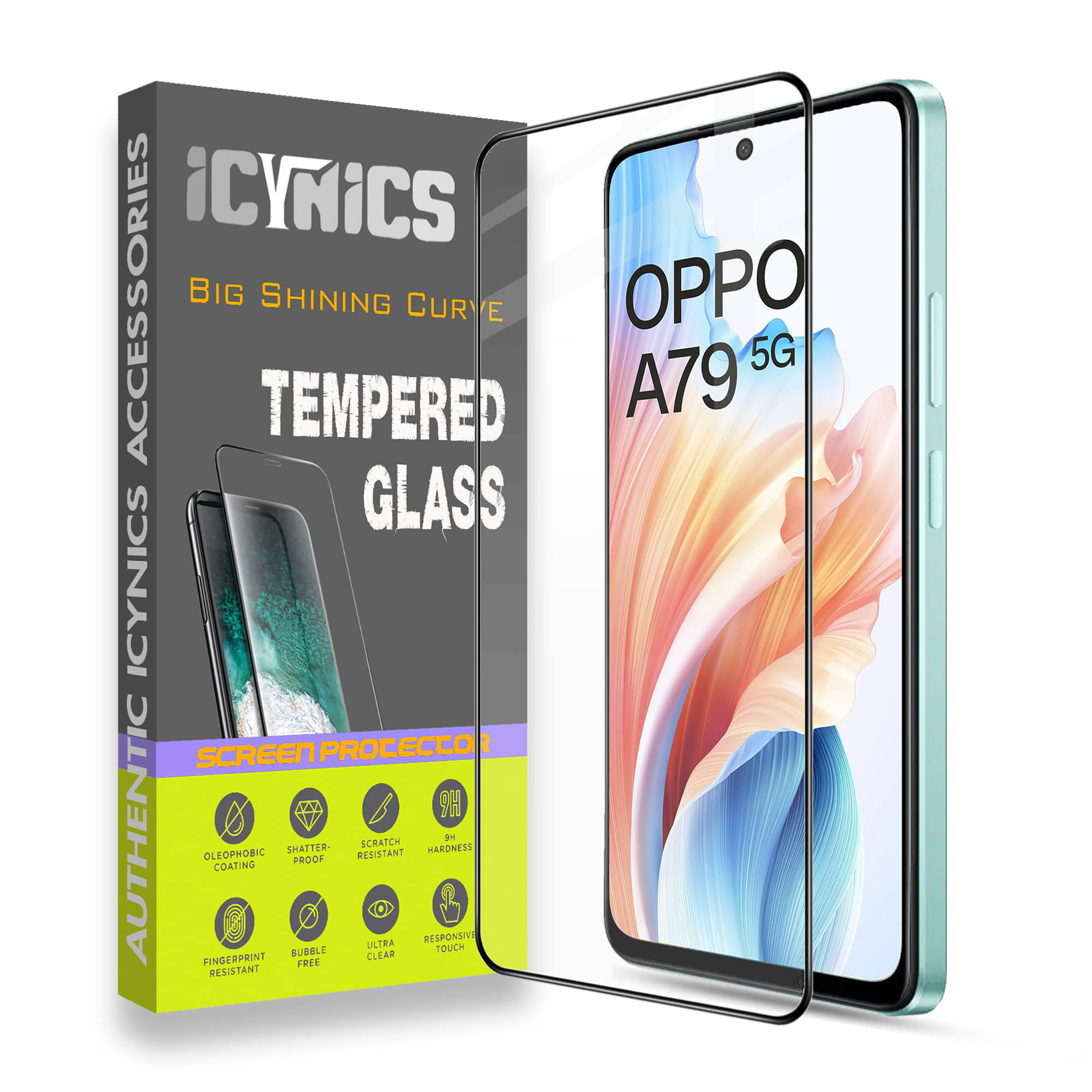 Icynics Tempered Glass Compatible For Oppo A79 ( Pack of 1 ) Icynics Tempered Glass Compatible For Oppo A79 ( Pack of 1 )