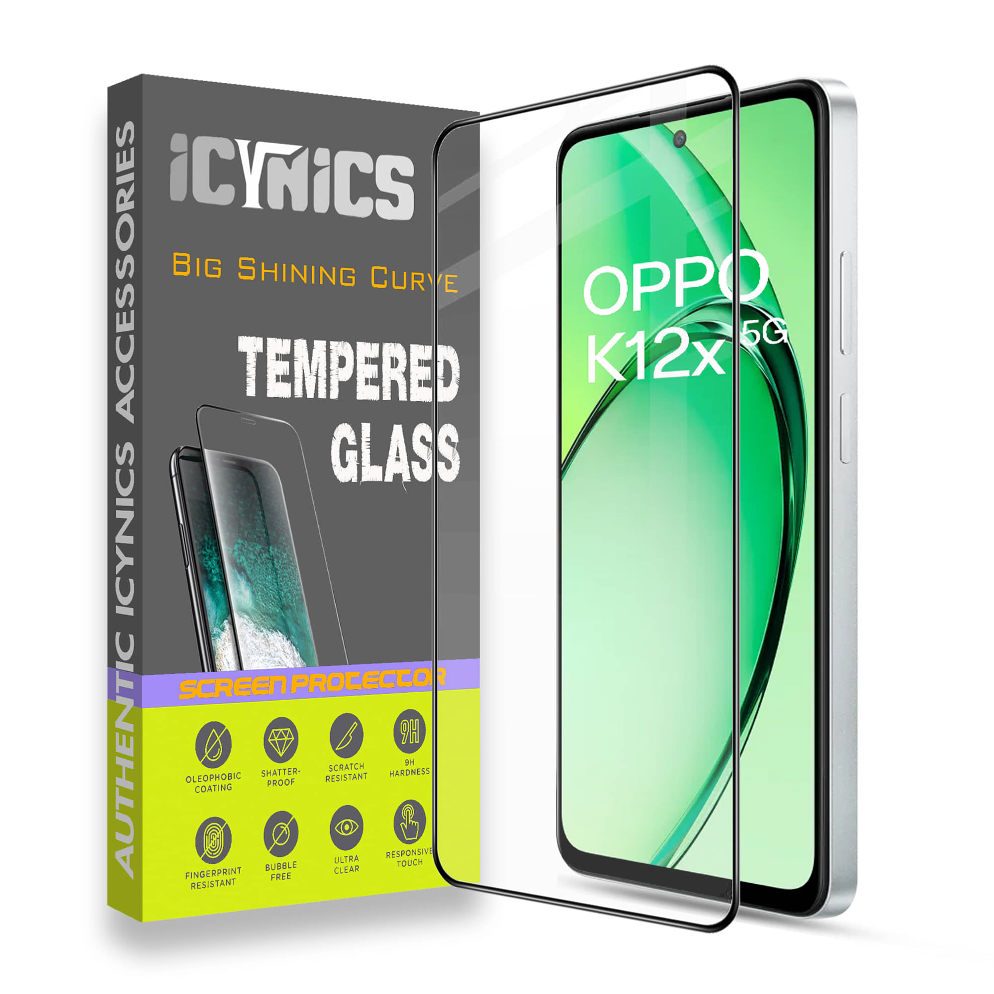 Icynics Tempered Glass Compatible For Oppo K12X 5G ( Pack of 1 ) Icynics Tempered Glass Compatible For Oppo K12X 5G ( Pack of 1 )