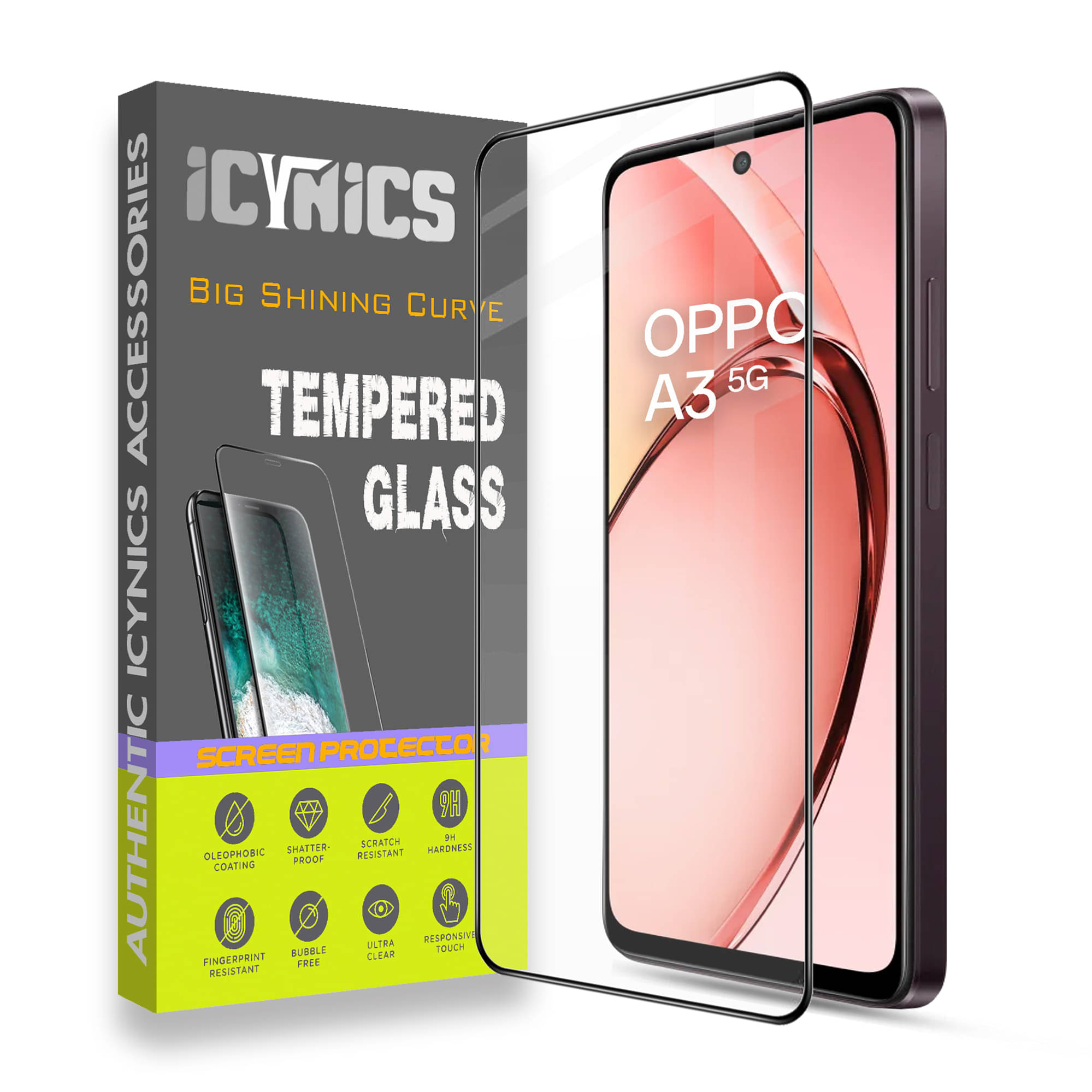     			Icynics Tempered Glass Compatible For Oppo A3 ( Pack of 1 )