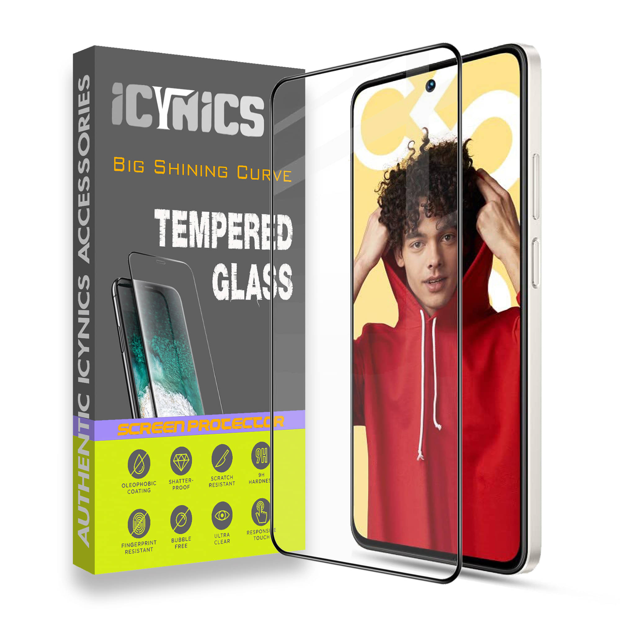 Icynics Tempered Glass Compatible For Realme C55 ( Pack of 1 )     			Icynics Tempered Glass Compatible For Realme C55 ( Pack of 1 )