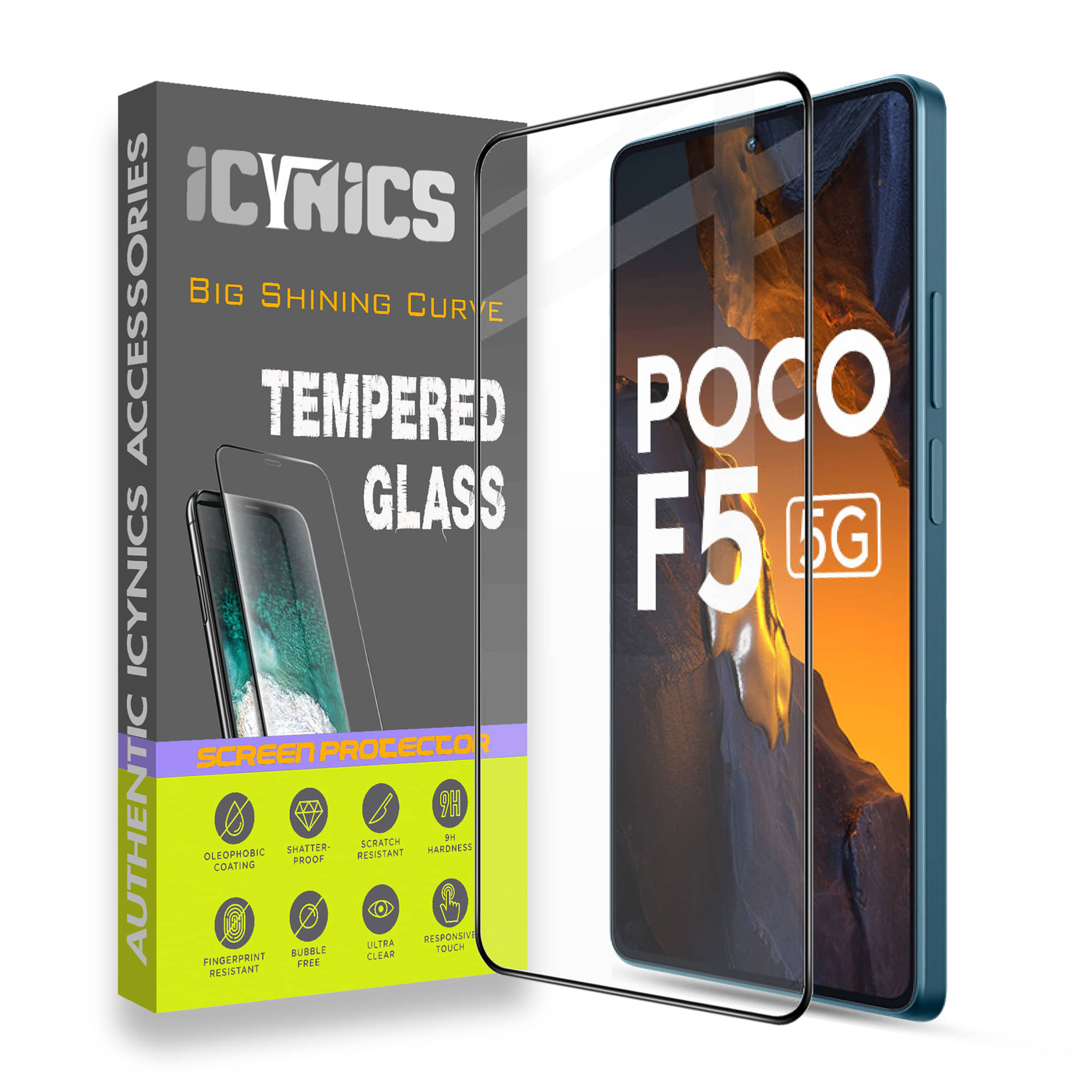     			Icynics Tempered Glass Compatible For Poco F5 5G ( Pack of 1 )