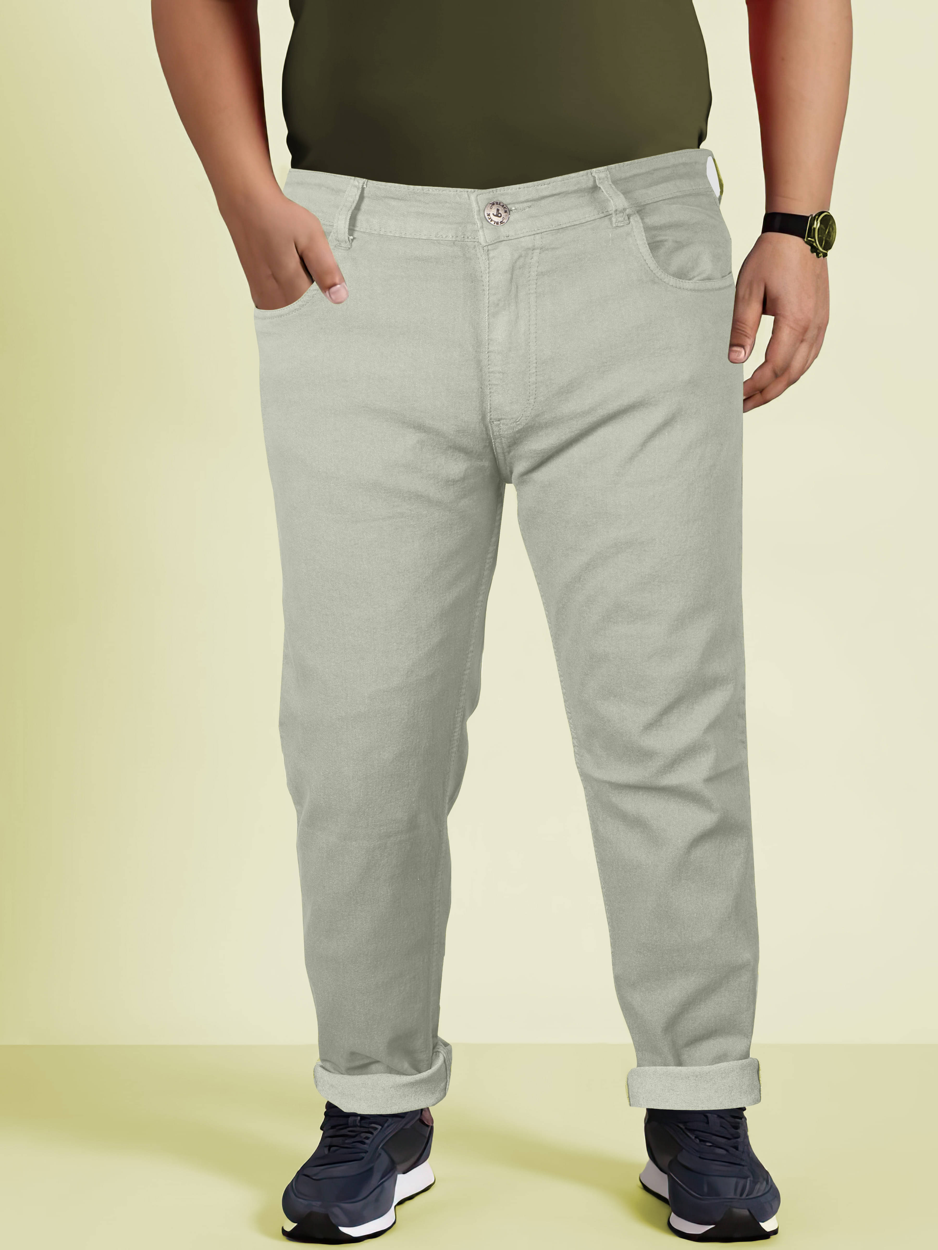 JB JUST BLACK Regular Fit Cuffed Hem Men's Jeans - Green ( Pack of 1 ) JB JUST BLACK Regular Fit Cuffed Hem Men's Jeans - Green ( Pack of 1 )