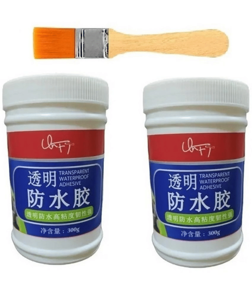 (Pack of 2) 300g Transparent Waterproof Glue with Brush, Leakage Protection Repair Glue, Anti-Leak Gel Adhesive Repair Sealant Paste for Waterproof Coating, Exterior Wall, Leak Sealing and Waterproofing     			(Pack of 2) 300g Transparent Waterproof Glue with Brush, Leakage Protection Repair Glue, Anti-Leak Gel Adhesive Repair Sealant Paste for Waterproof Coating, Exterior Wall, Leak Sealing and Waterproofing