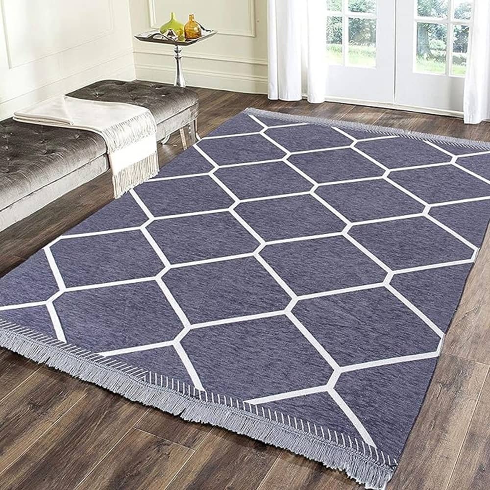RADECOR Grey Chenille Carpet Others 5x7 Ft