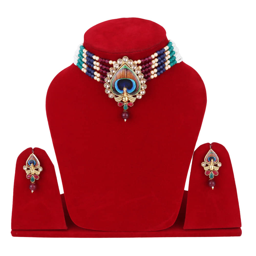     			Rhosyn Multicolor Alloy Necklace Set ( Pack of 1 )