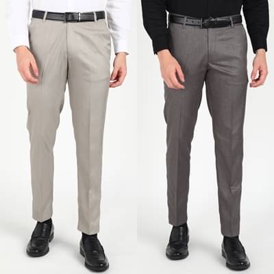     			SAM & JACK Regular Flat Men's Formal Trouser - Multicolored ( Pack of 2 )