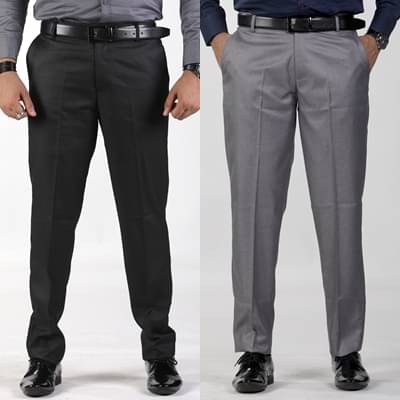     			SAM & JACK Regular Flat Men's Formal Trouser - Multicolored ( Pack of 2 )