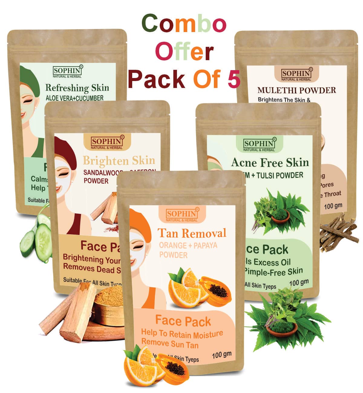 SOPHIN - Radiant Glow Face Pack for All Skin Type ( Pack of 5 )