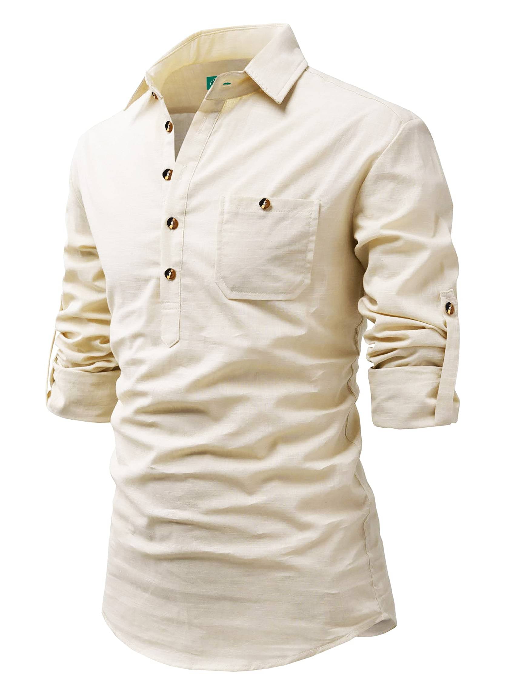     			VIMASUTI Beige Cotton Blend Men's Regular Kurta ( Pack of 1 )