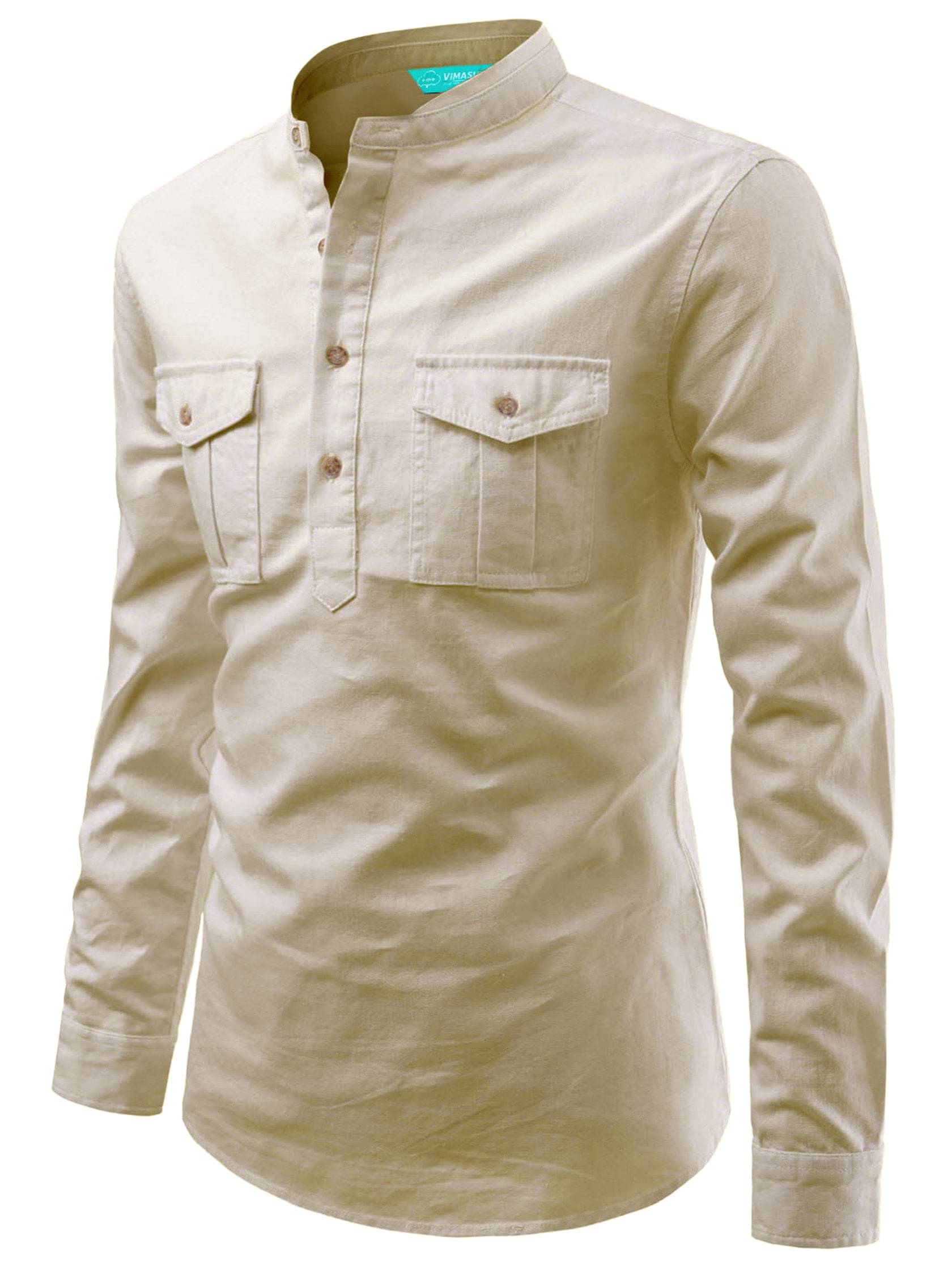 VIMASUTI Beige Cotton Blend Men's Regular Kurta ( Pack of 1 )     			VIMASUTI Beige Cotton Blend Men's Regular Kurta ( Pack of 1 )