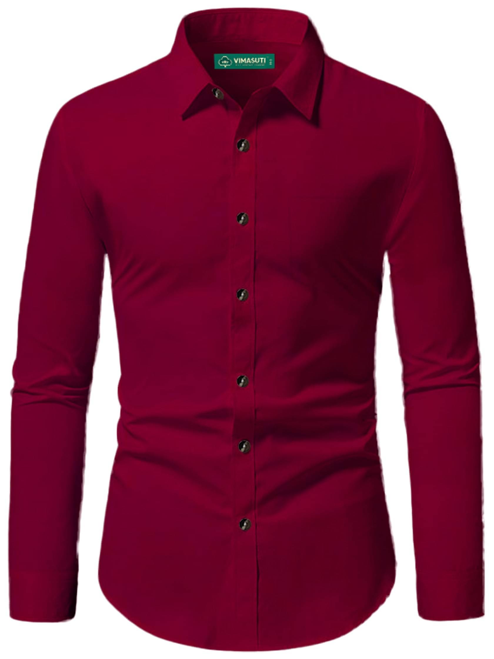     			VIMASUTI Cotton Blend Slim Fit Solids Full Sleeves Men's Casual Shirt - Maroon ( Pack of 1 )