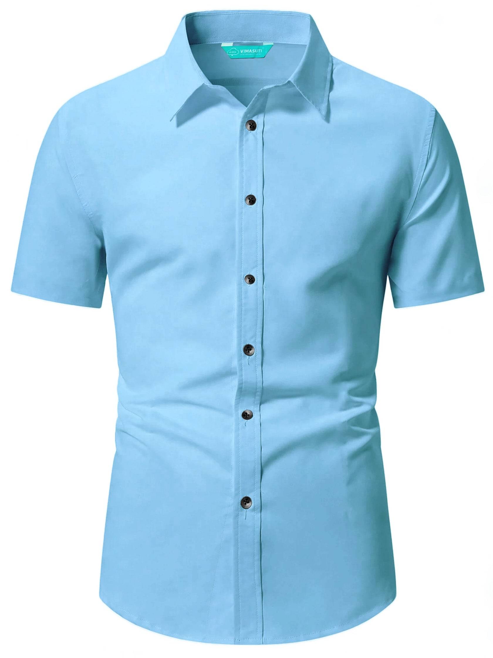     			VIMASUTI Cotton Blend Slim Fit Solids Half Sleeves Men's Casual Shirt - Aqua Blue ( Pack of 1 )