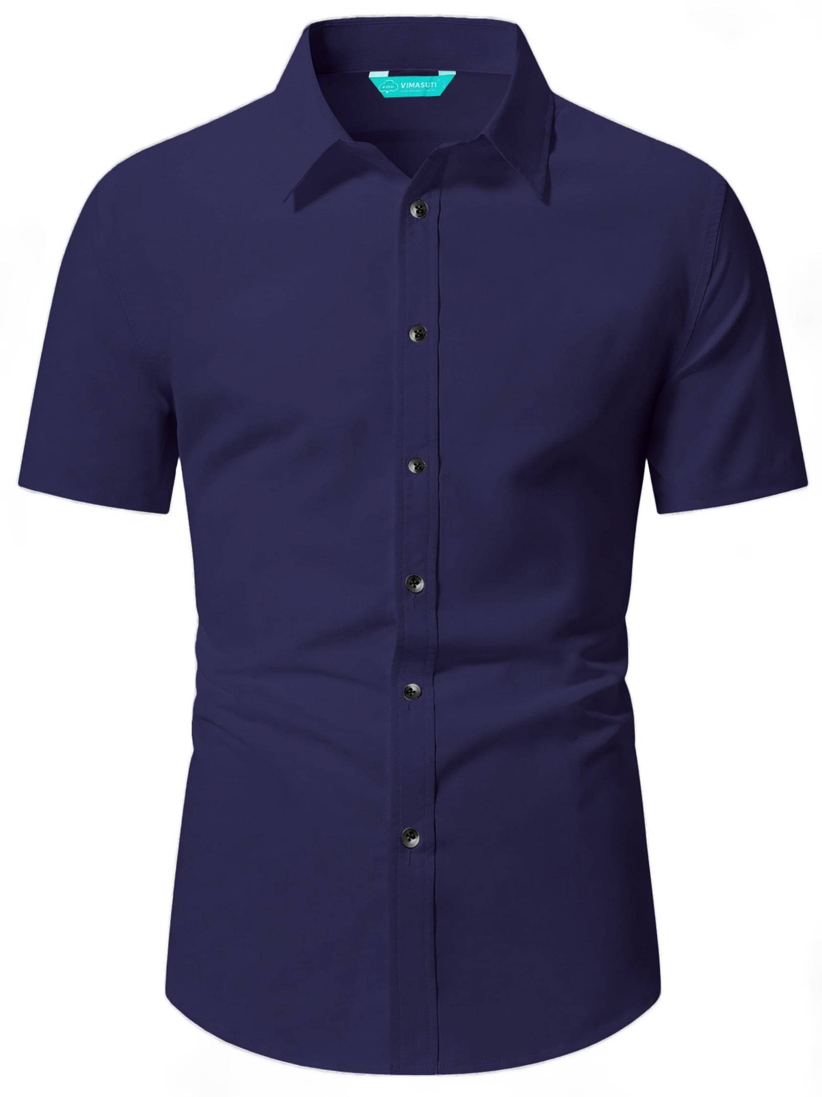     			VIMASUTI Cotton Blend Slim Fit Solids Half Sleeves Men's Casual Shirt - Navy Blue ( Pack of 1 )