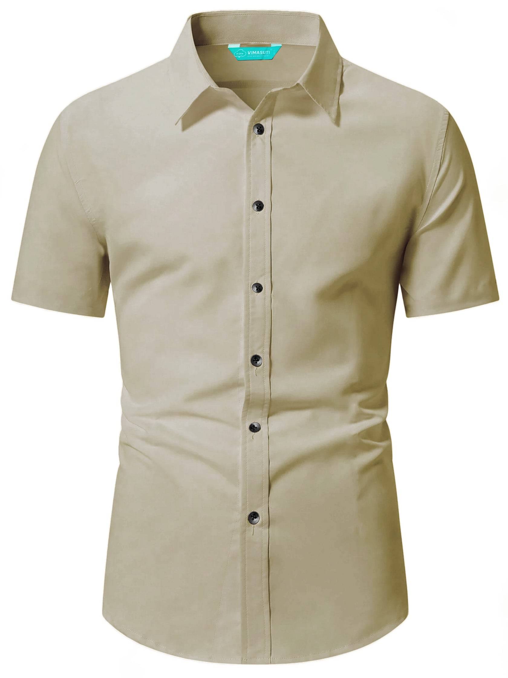     			VIMASUTI Cotton Blend Slim Fit Solids Half Sleeves Men's Casual Shirt - Beige ( Pack of 1 )