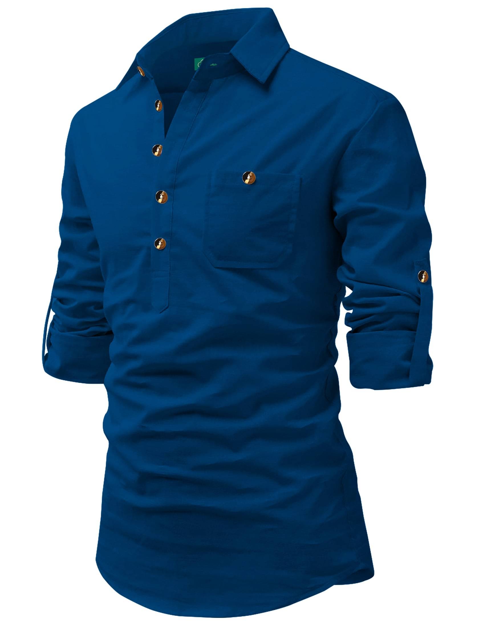     			VIMASUTI Dark Indigo Cotton Blend Men's Regular Kurta ( Pack of 1 )