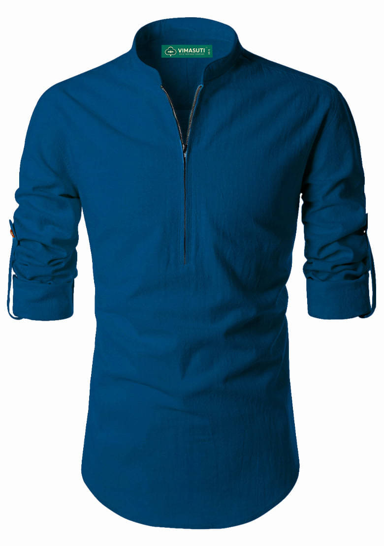     			VIMASUTI Dark Indigo Cotton Blend Men's Regular Kurta ( Pack of 1 )