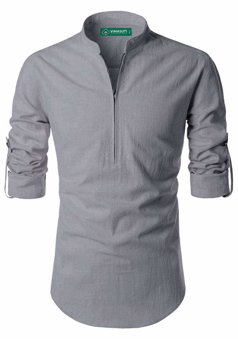     			VIMASUTI Grey Cotton Blend Men's Regular Kurta ( Pack of 1 )