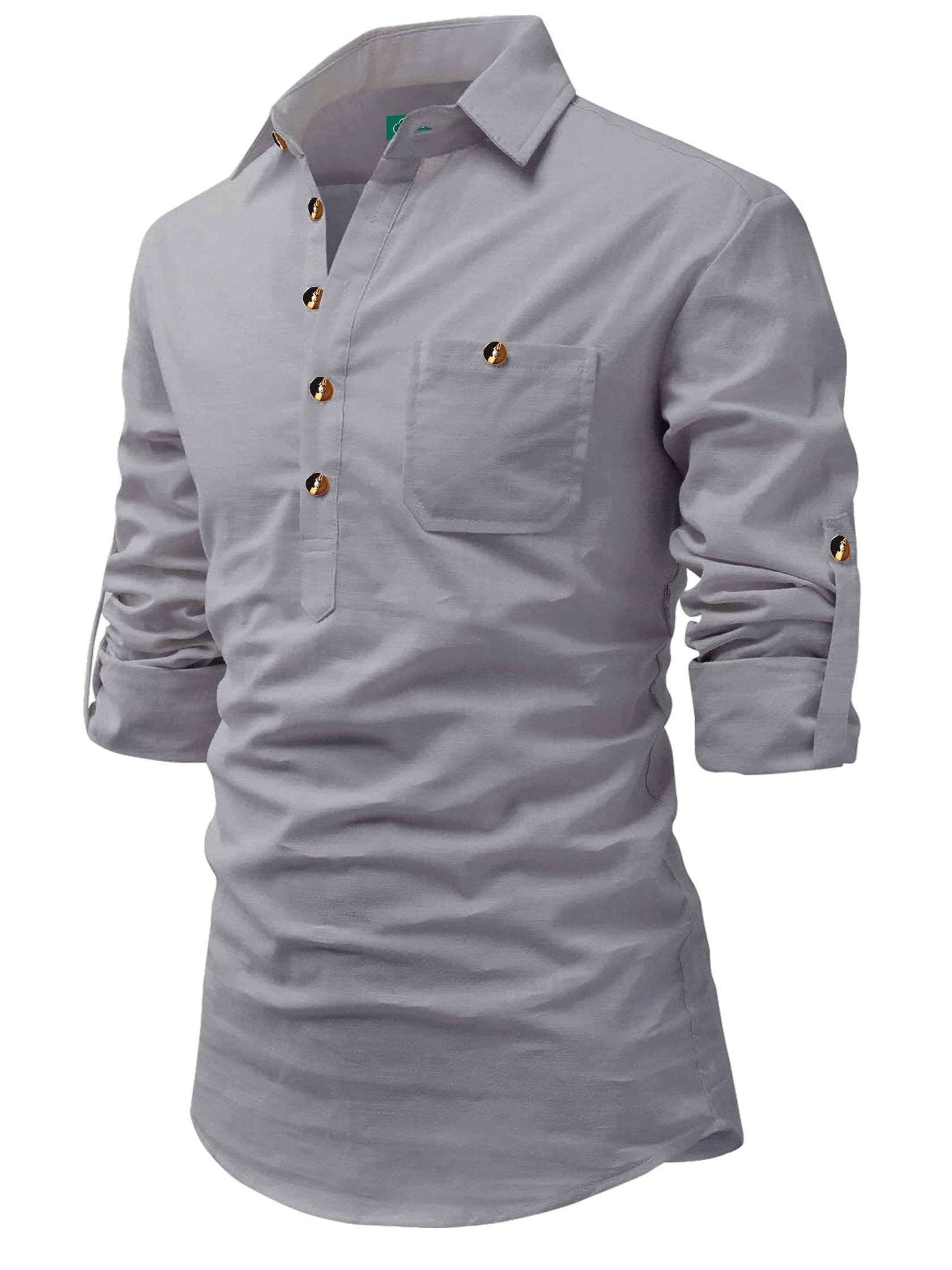     			VIMASUTI Grey Cotton Blend Men's Regular Kurta ( Pack of 1 )