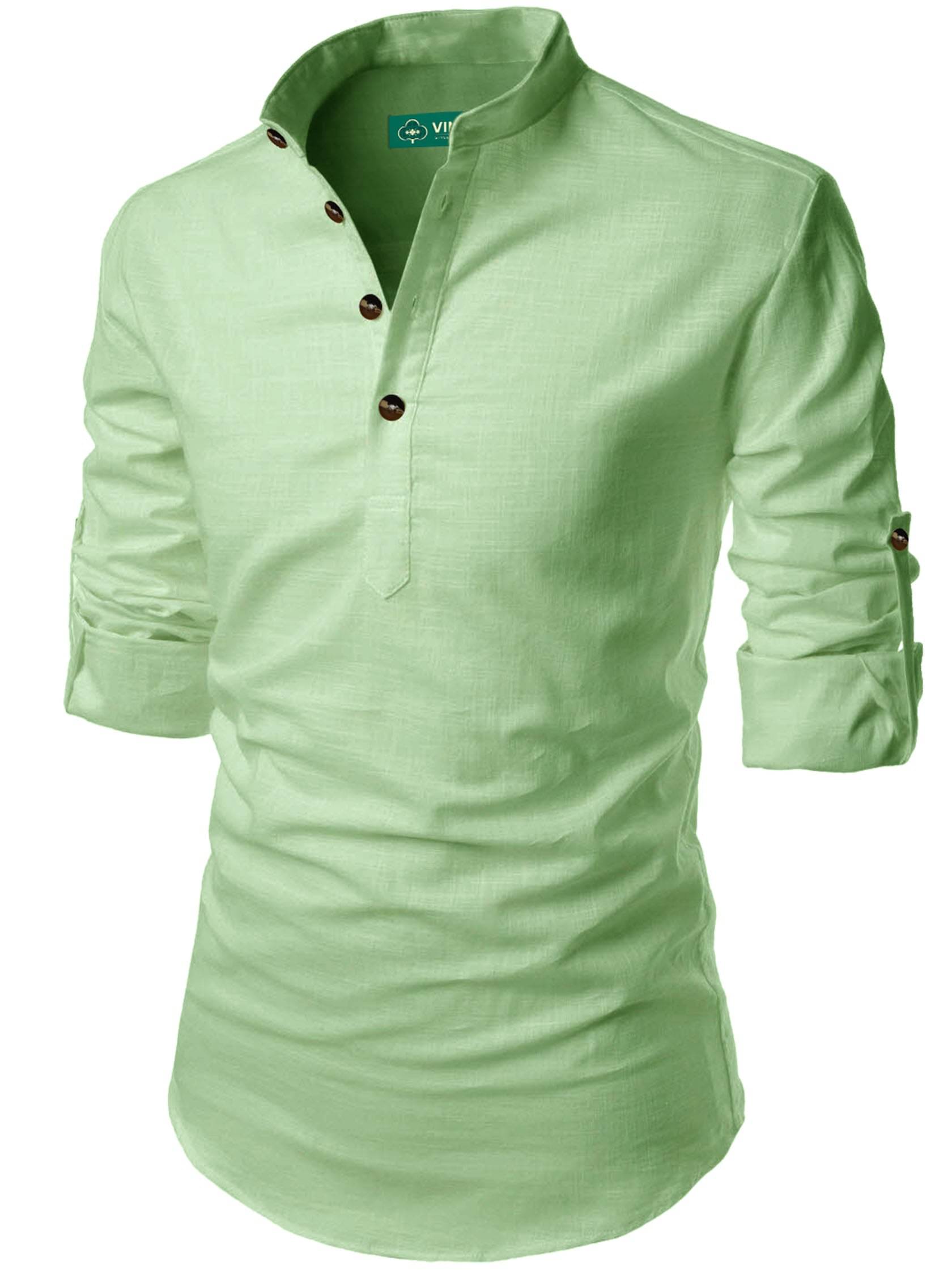     			VIMASUTI Light Green Cotton Blend Men's Regular Kurta ( Pack of 1 )
