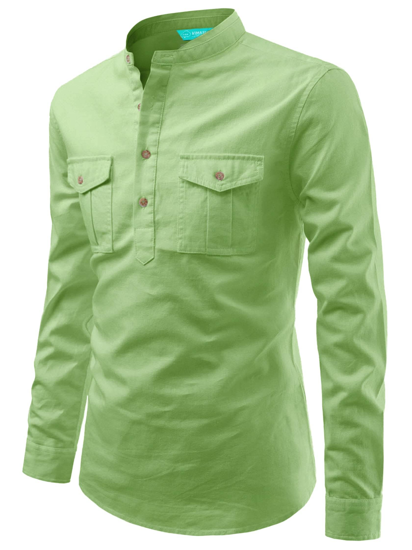     			VIMASUTI Light Green Cotton Blend Men's Regular Kurta ( Pack of 1 )
