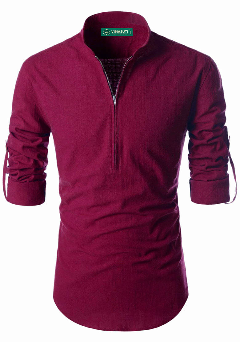 VIMASUTI Maroon Cotton Blend Men's Regular Kurta ( Pack of 1 ) VIMASUTI Maroon Cotton Blend Men's Regular Kurta ( Pack of 1 )
