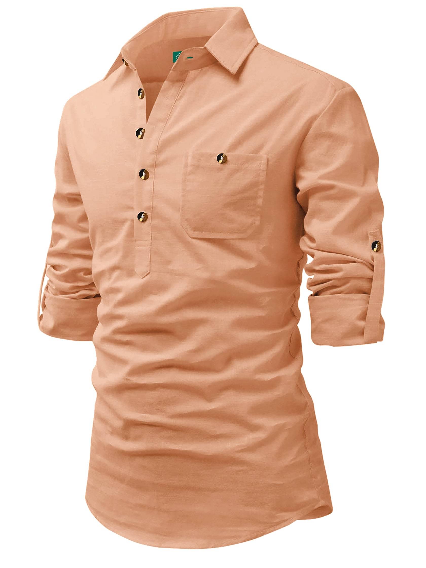 VIMASUTI Orange Cotton Blend Men's Regular Kurta ( Pack of 1 ) VIMASUTI Orange Cotton Blend Men's Regular Kurta ( Pack of 1 )