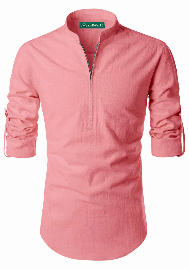     			VIMASUTI Peach Cotton Blend Men's Regular Kurta ( Pack of 1 )