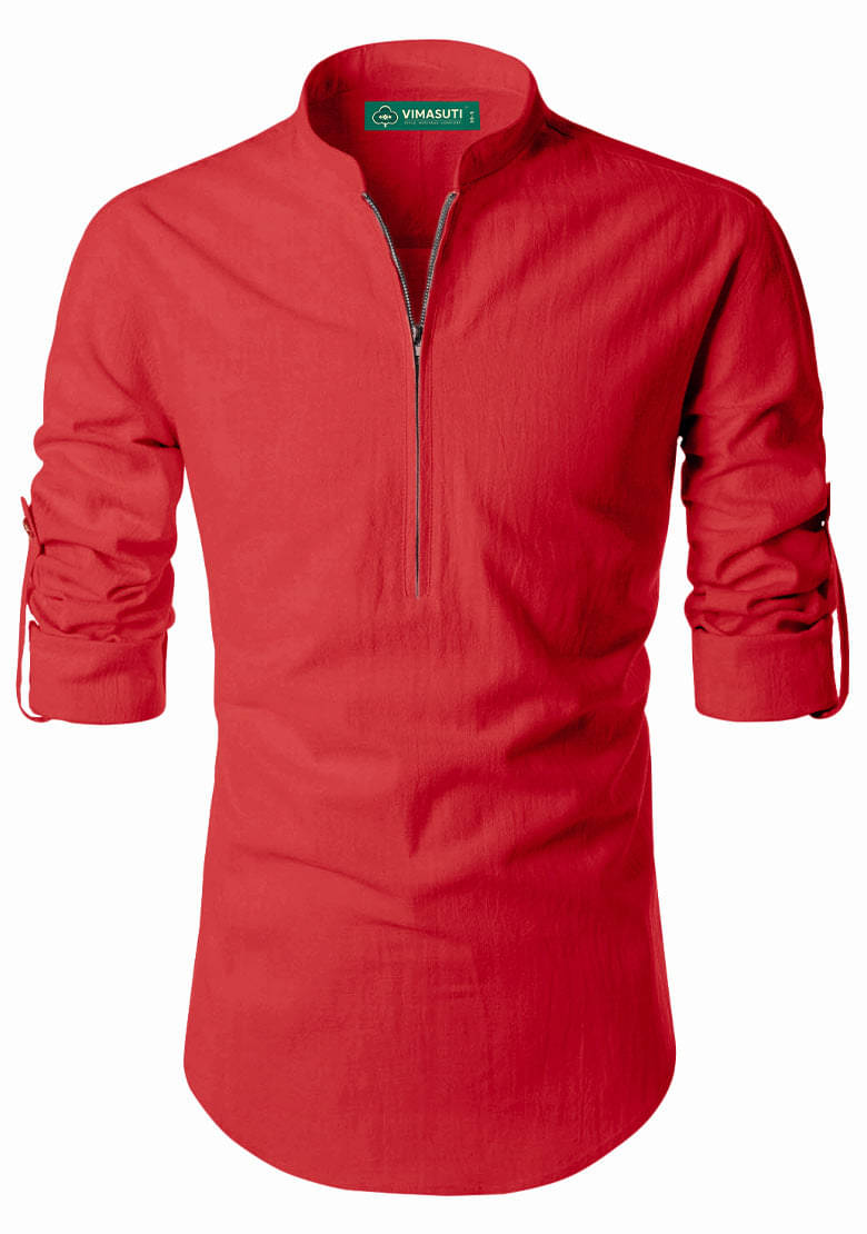 VIMASUTI Red Cotton Blend Men's Regular Kurta ( Pack of 1 ) VIMASUTI Red Cotton Blend Men's Regular Kurta ( Pack of 1 )