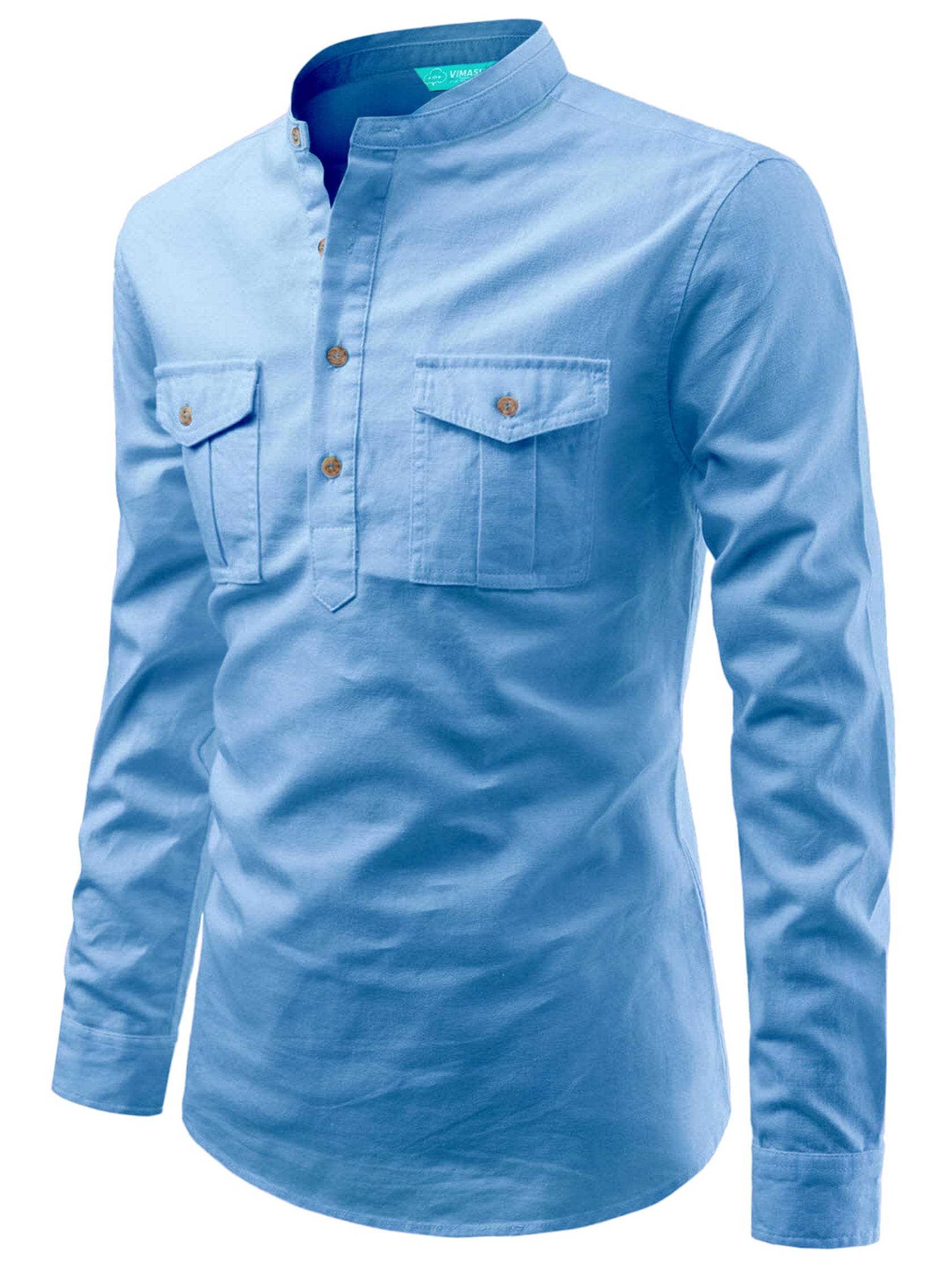 VIMASUTI Sky Blue Cotton Blend Men's Regular Kurta ( Pack of 1 ) VIMASUTI Sky Blue Cotton Blend Men's Regular Kurta ( Pack of 1 )