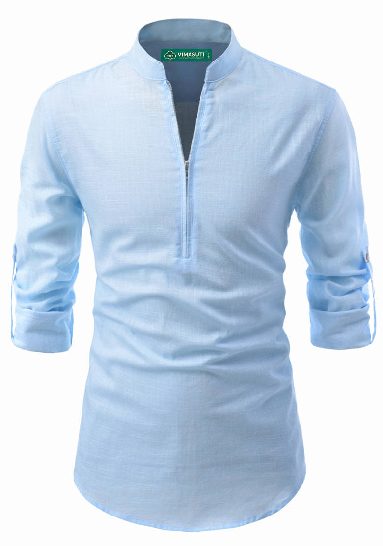 VIMASUTI Sky Blue Cotton Blend Men's Regular Kurta ( Pack of 1 ) VIMASUTI Sky Blue Cotton Blend Men's Regular Kurta ( Pack of 1 )