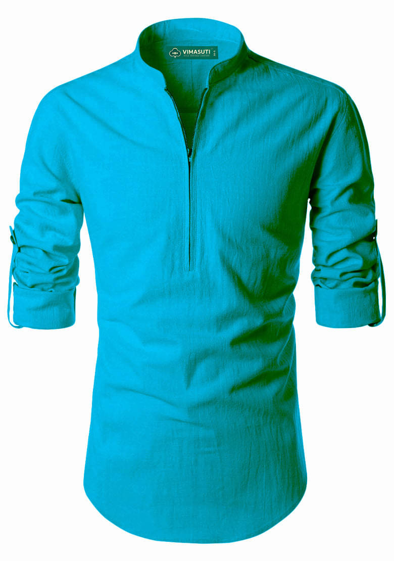 VIMASUTI Turquoise Cotton Blend Men's Regular Kurta ( Pack of 1 ) VIMASUTI Turquoise Cotton Blend Men's Regular Kurta ( Pack of 1 )