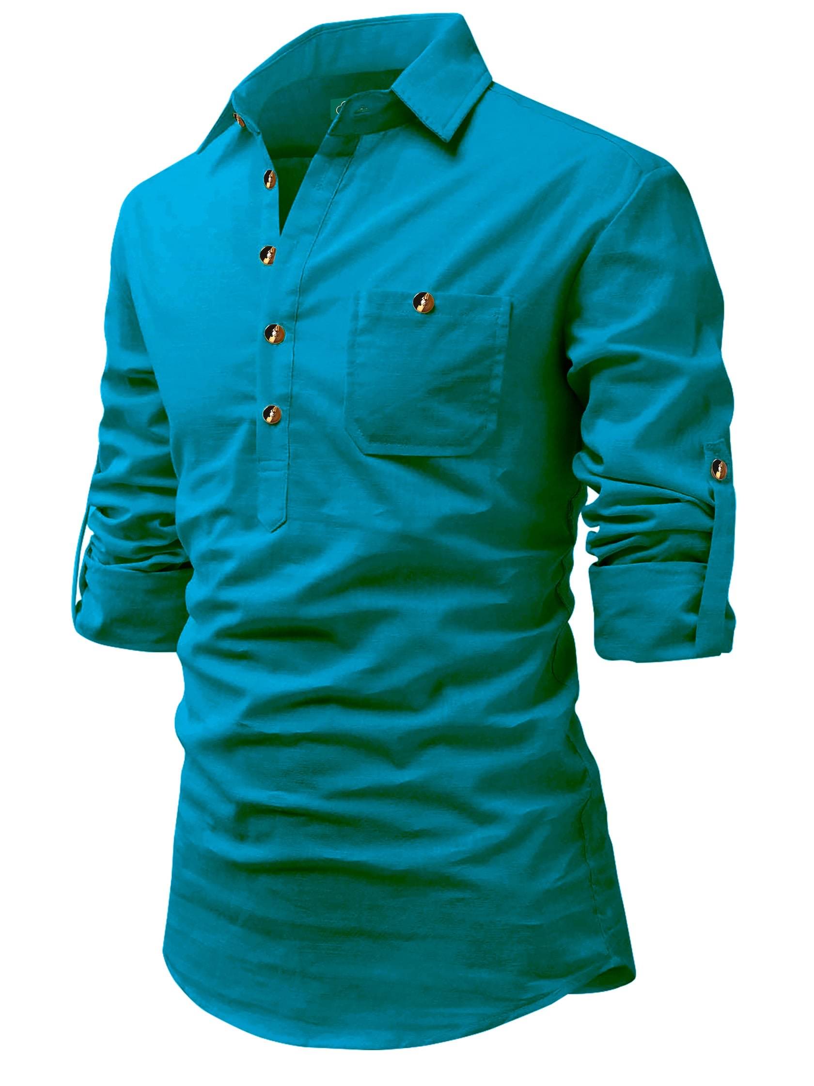 VIMASUTI Turquoise Cotton Blend Men's Regular Kurta ( Pack of 1 ) VIMASUTI Turquoise Cotton Blend Men's Regular Kurta ( Pack of 1 )