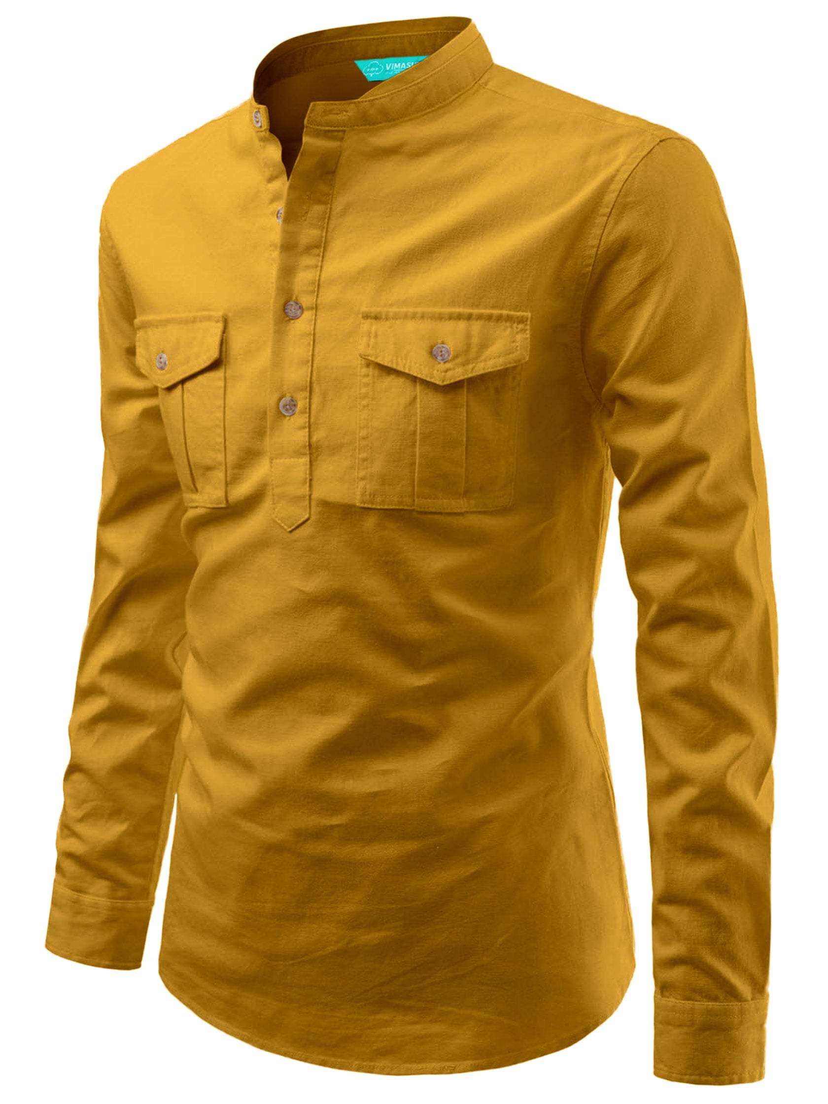 VIMASUTI Yellow Cotton Blend Men's Regular Kurta ( Pack of 1 ) VIMASUTI Yellow Cotton Blend Men's Regular Kurta ( Pack of 1 )