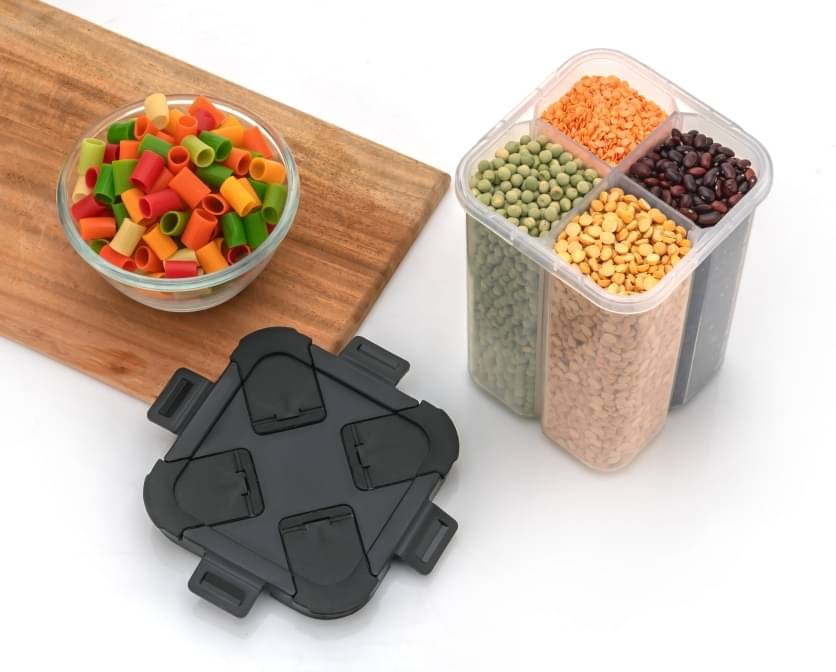     			WARMFLOW 4 SECTION CONTAINER Plastic Black Food Container ( Set of 1 )