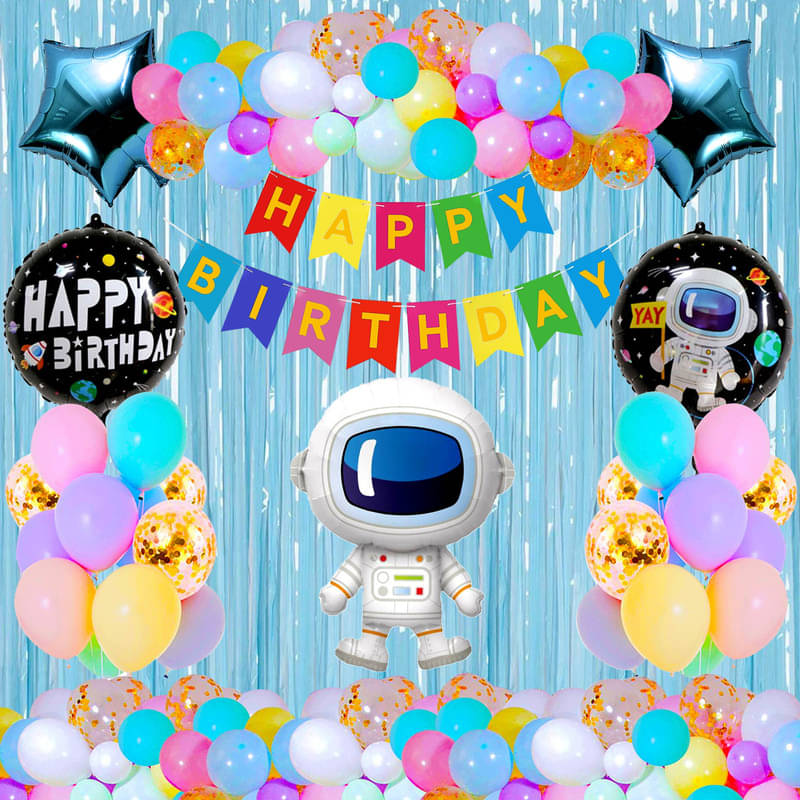     			CRAZYKART Astronaut Space Boy Theme  Birthday Decoration Items For Boys Party Decoration Kit Balloon Combo Pack Of 38 Pcs Blue