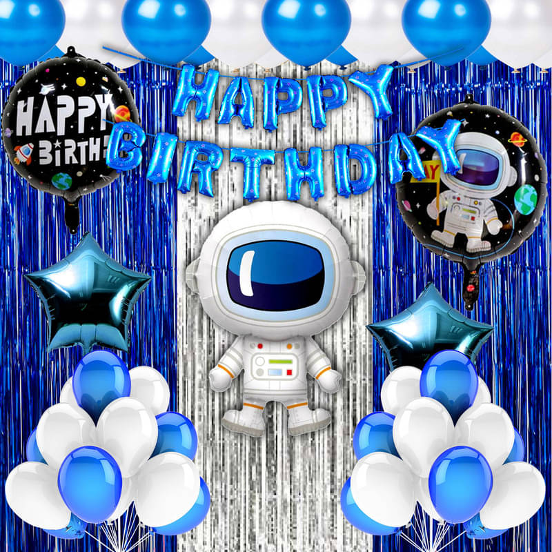     			CRAZYKART Astronaut Space Boy Theme  Birthday Decoration Items For Boys Party Decoration Kit Balloon Combo Pack Of 39 Pcs Blue