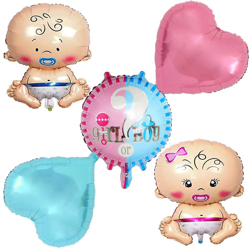 CRAZYKART Baby Boy Girl Theme Foil Balloon Set For Boys Girls Birthday Party Decoration Items Pack Of 5 Pcs Blue     			CRAZYKART Baby Boy Girl Theme Foil Balloon Set For Boys Girls Birthday Party Decoration Items Pack Of 5 Pcs Blue