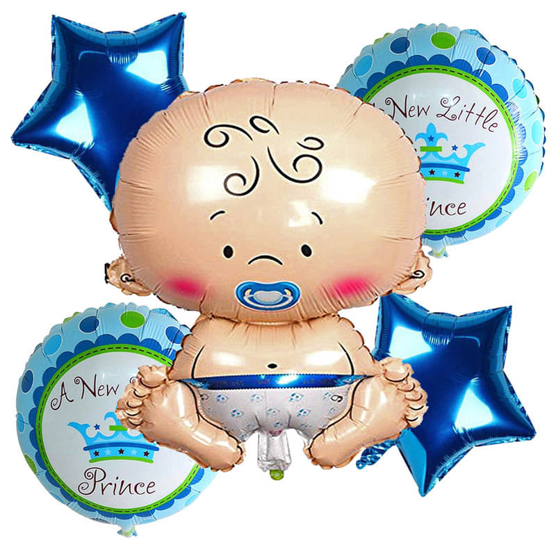 CRAZYKART Baby Boy Theme Foil Balloon Set For Boys Birthday Party Decoration Items Pack Of 5 Pcs Blue     			CRAZYKART Baby Boy Theme Foil Balloon Set For Boys Birthday Party Decoration Items Pack Of 5 Pcs Blue