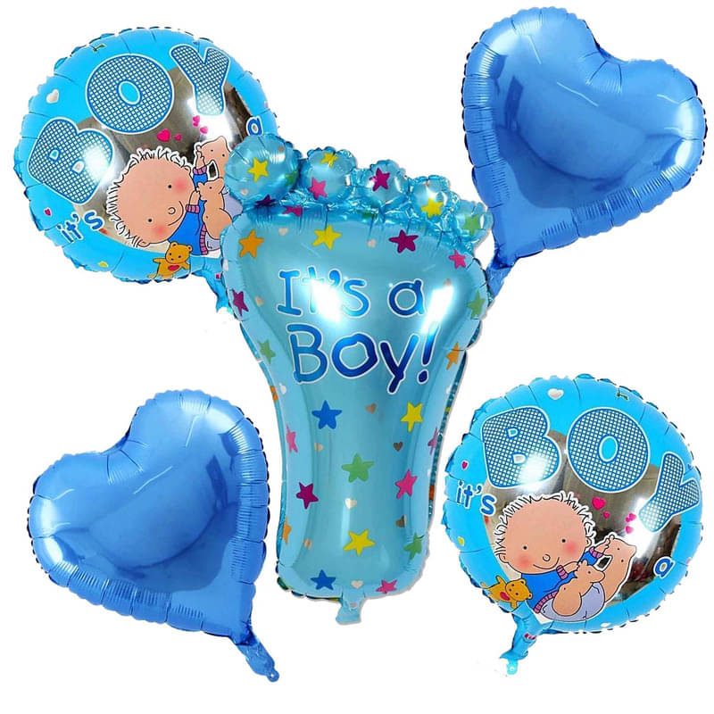 CRAZYKART Baby Foot Theme Foil Balloon Set For Boys Birthday Party Decoration Items Pack Of 5 Pcs Blue     			CRAZYKART Baby Foot Theme Foil Balloon Set For Boys Birthday Party Decoration Items Pack Of 5 Pcs Blue