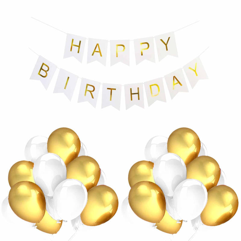 CRAZYKART Balloon & Banner Theme Birthday Decoration Items For Boys Party Decoration Kit Balloon Combo Pack Of 31 Pcs Gold CRAZYKART Balloon & Banner Theme Birthday Decoration Items For Boys Party Decoration Kit Balloon Combo Pack Of 31 Pcs Gold