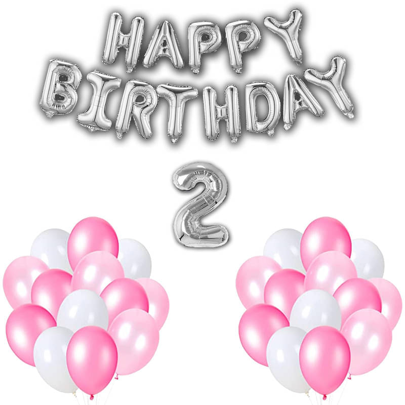 CRAZYKART Balloon & Happy Birthday Foil Balloon Theme Second 2nd Birthday Decoration Items For Girls Party Decoration Kit Balloon Combo Pack Of 32 Pcs Pink     			CRAZYKART Balloon & Happy Birthday Foil Balloon Theme Second 2nd Birthday Decoration Items For Girls Party Decoration Kit Balloon Combo Pack Of 32 Pcs Pink