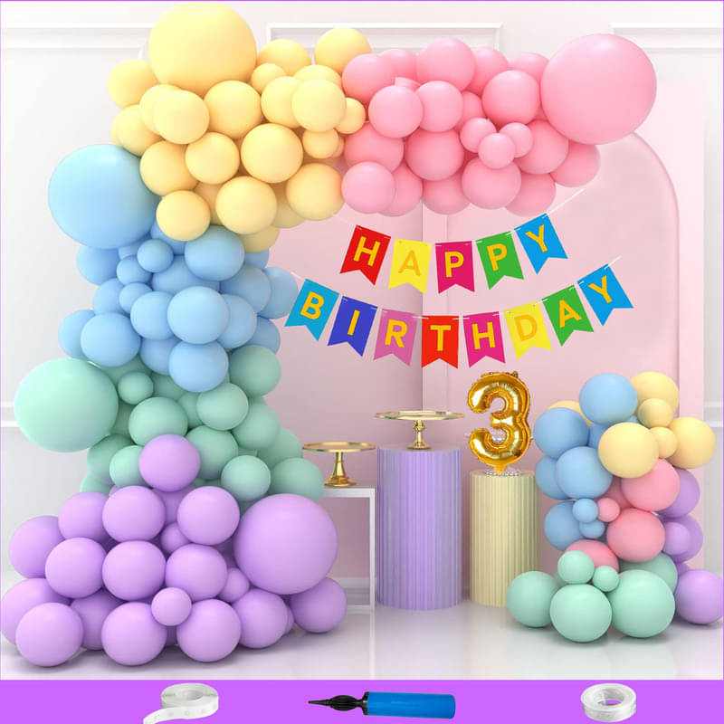     			CRAZYKART Balloon Theme Third 3rd Birthday Decoration Items For Girls Party Decoration Kit Balloon Combo Pack Of 105 Pcs Multicolor