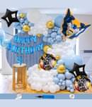 CRAZYKART Batman Theme Fourth 4th Birthday Decoration Items For Boys Party Decoration Kit Balloon Combo Pack Of 135 Pcs Blue