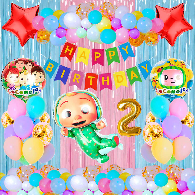 CRAZYKART Cocomelon Theme Second 2nd Birthday Decoration Items For Boys Party Decoration Kit Balloon Combo Pack Of 40 Pcs Green CRAZYKART Cocomelon Theme Second 2nd Birthday Decoration Items For Boys Party Decoration Kit Balloon Combo Pack Of 40 Pcs Green