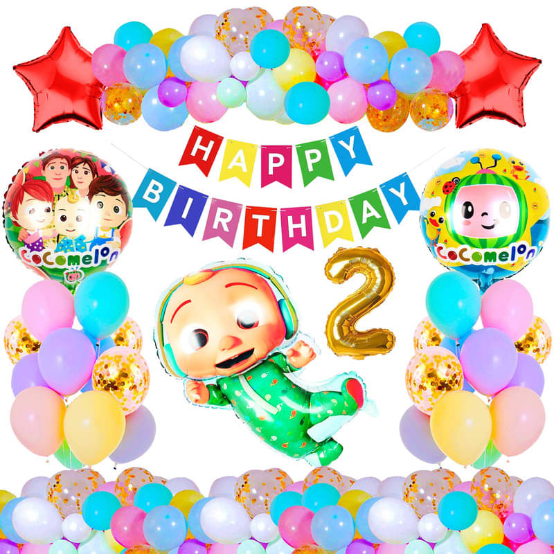     			CRAZYKART Cocomelon Theme Second 2nd Birthday Decoration Items For Boys Party Decoration Kit Balloon Combo Pack Of 37 Pcs Green