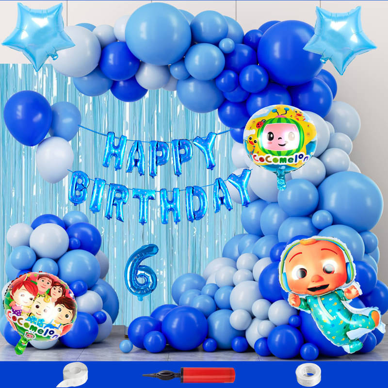 CRAZYKART Cocomelon Theme Sixth 6th Birthday Decoration Items For Boys Party Decoration Kit Balloon Combo Pack Of 112 Pcs Blue CRAZYKART Cocomelon Theme Sixth 6th Birthday Decoration Items For Boys Party Decoration Kit Balloon Combo Pack Of 112 Pcs Blue